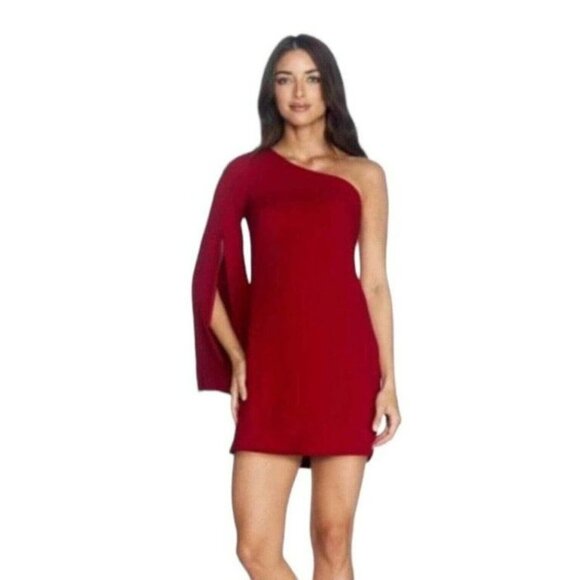 Dress the Population NEW NWT Red Heidi One Shoulder Dress Size Medium Woman’s - Picture 1 of 10